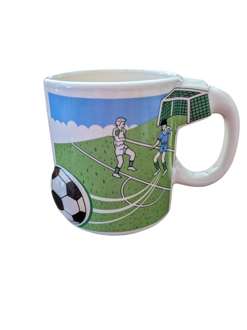 Soccer-Themed Ceramic Mug With Colorful Illustration & 3D Ball Design By Emson T